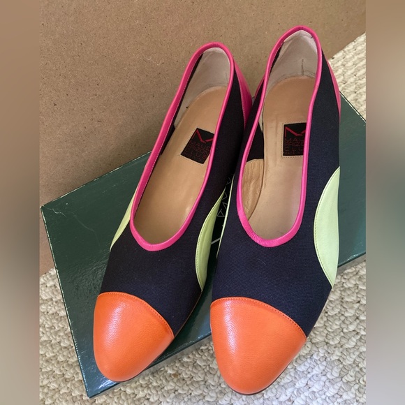Vintage 80s Maud Frizon Club colorblock flats shoes 37/6.5 with box - Picture 2 of 10